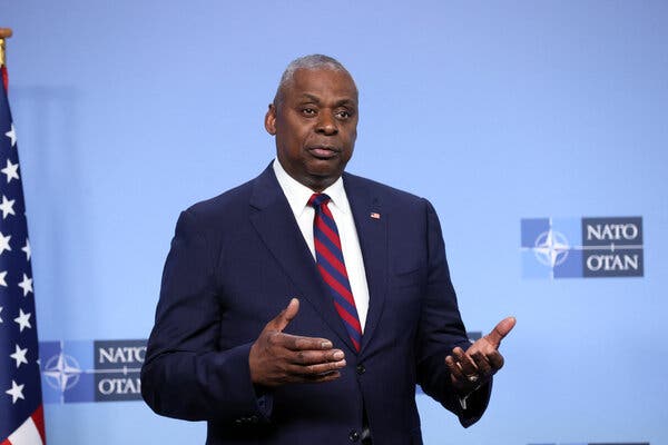 Defense Secretary Lloyd J. Austin III pictured in Brussels last week. Source: New York Times