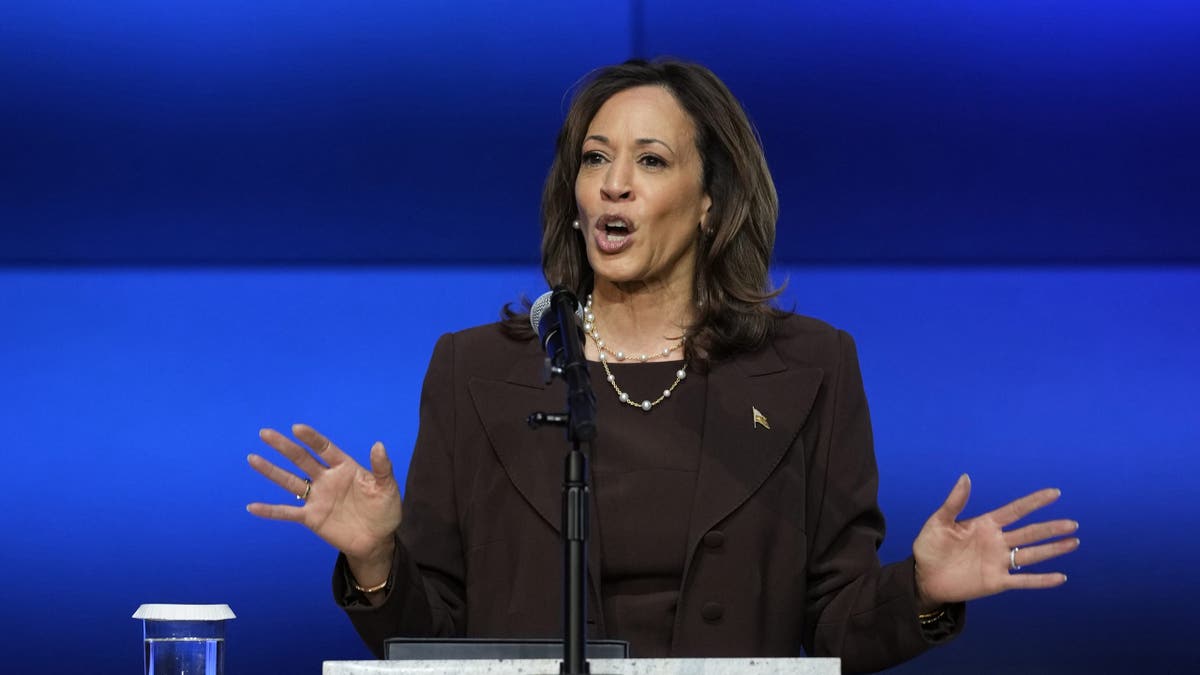 Vice President Kamala Harris, the Democratic presidential nominee, delivers a speech at the Church of Christian Compassion in Philadelphia on Sunday, October 27, 2024. Source: Fox News